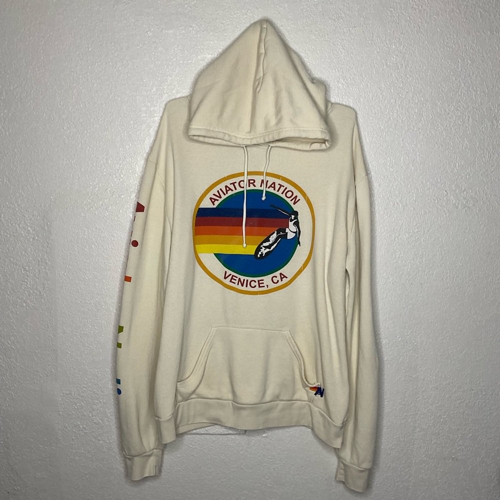 Aviator Nation Cream Hoodie Size XXL